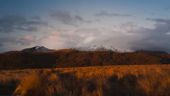 Mount Doom in sunset timelapse