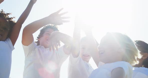 Children enjoying in sunny day