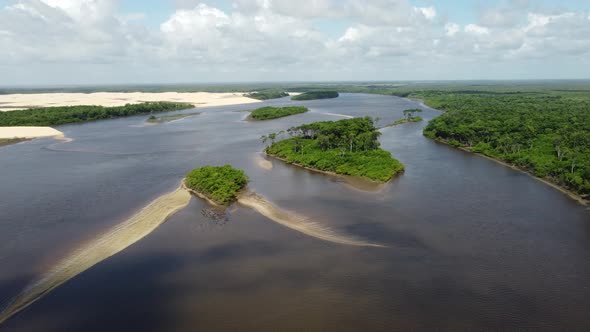 Brazilian landmark rainwater lakes and sand dunes. Lencois Maranhenses Brazil.