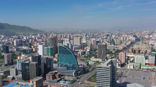 Aerial Around View of Center of Ulaanbaatar City