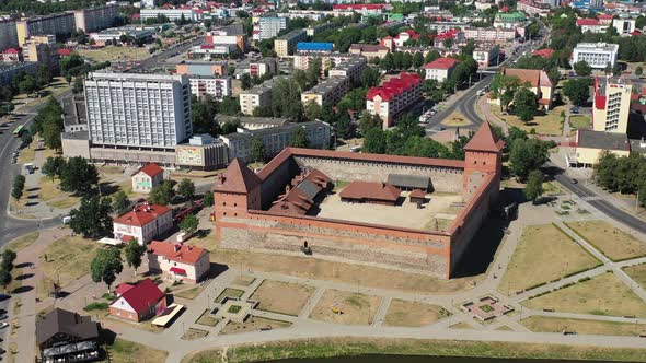 Bird's-eye View of the Medieval Lida Castle in Lida. Belarus. Castles of Europe