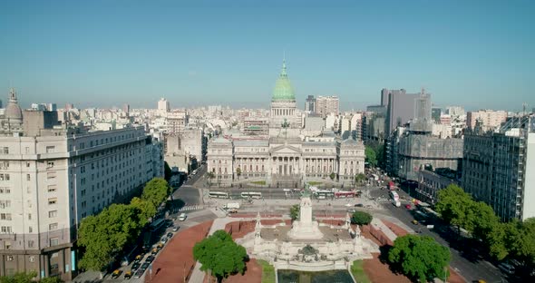 Aerial Drone Scene of Congress of the Argentine Nation