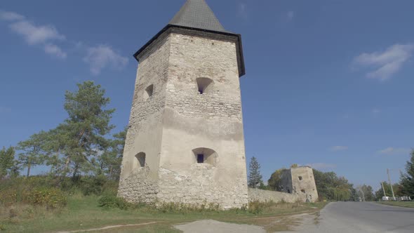 Stone tower at the end of a wall