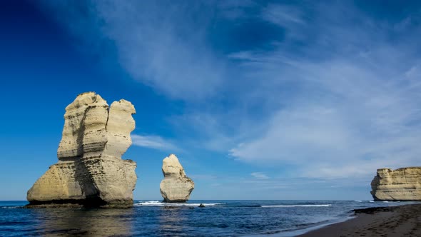 Timelapse of limestone stacks in the sea