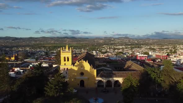 Panoramic drone shot of the village of comitan de dominguez