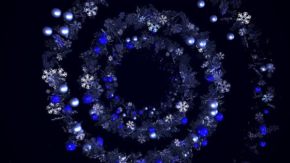 Winter holidays, New Year wreath glowing spiral