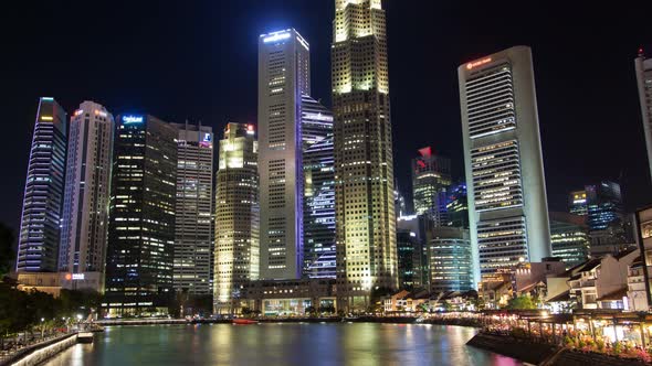 Singapore Financial and Business District in Downtown River View Time Lapse