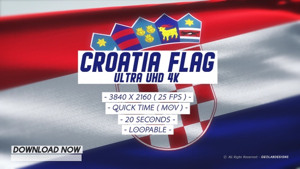 Croatia Flag - Ultra UHD 4K Loopable