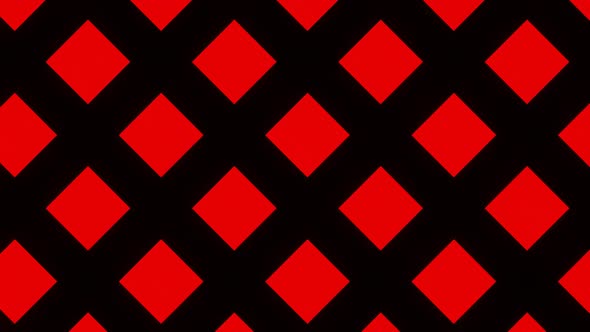 Abstract Geometric pattern loop. Red squares on black background animation.