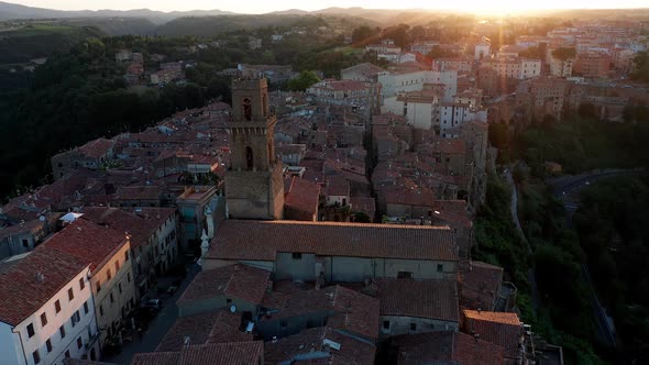 PITIGLIANO, ITALY. An aerial view showing architecture of Pitigliano, Italy