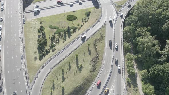 Kyiv. Ukraine: Road Junction. Aerial View, Flat, Gray