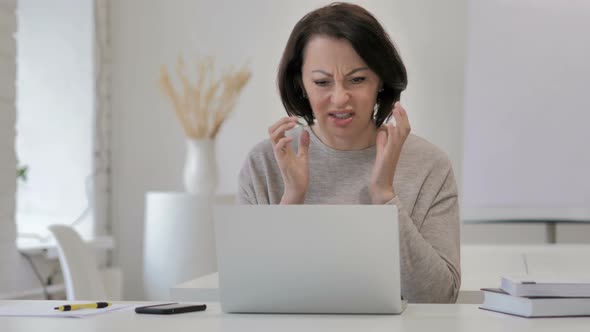 Loss, Frustrated Old Senior Woman Working on Laptop