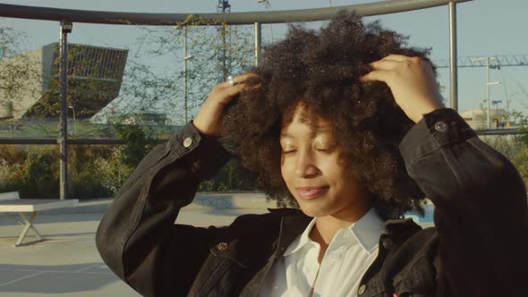 Portrait of Mixed Race Black Women in the Park Having Fun