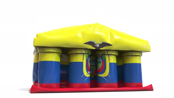 Deflating Bank or Government Building with Flag of Ecuador alt