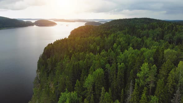 Beautiful Aeril View of Lake Onega in Karelia