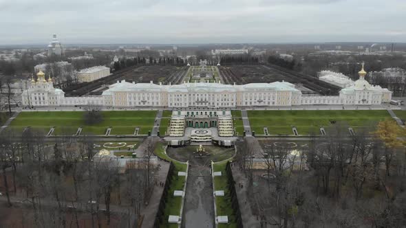 Aerial View of Peterhof Palace SaintPetersburg Russia