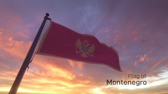 Montenegro Flag on a Flagpole V3