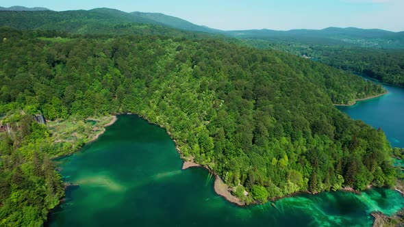 drone reveals Plitvice lakes croatia, Nacionalni park travel scenic unpolluted paradise , holiday to