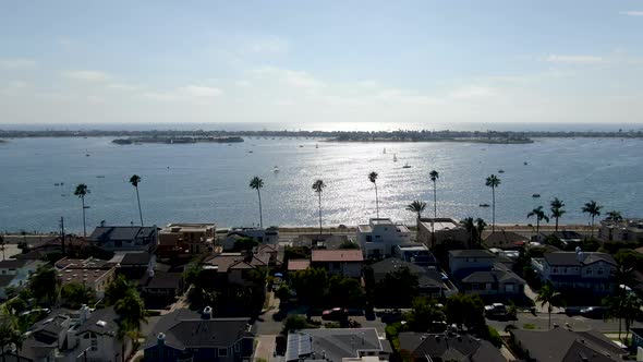 Aerial View of Mission Bay and Beaches in San Diego, California. USA