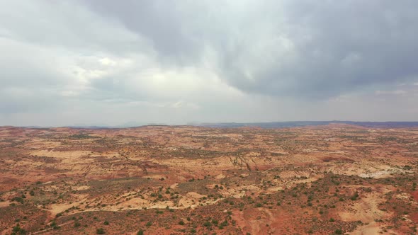 Landscape With Colorful Meadow, Grand Staircase-Escalante National Monument, Utah On A Cloudy Day -