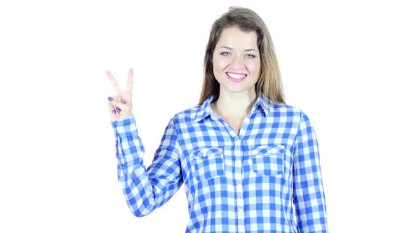 Young Woman Showing Ok Sign, White Background