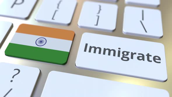 IMMIGRATE Text and Flag of India on the Buttons of Keyboard