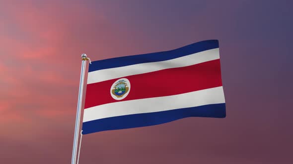 Flag Of Costa Rica Waving