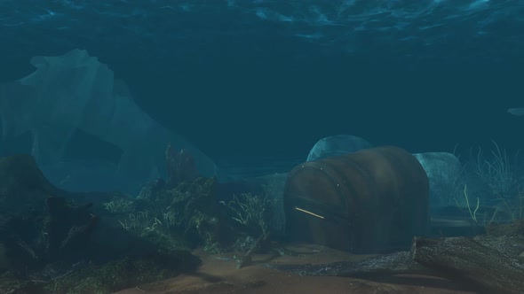 Underwater Treasure Chest Loopabel Background 4K