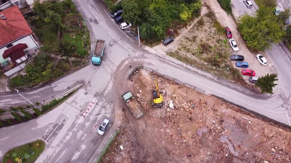 Trucks And Excavator Working