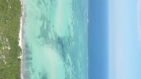 Zanzibar Tanzania  Vertical Video of the Ocean Near the Coast Slow Motion