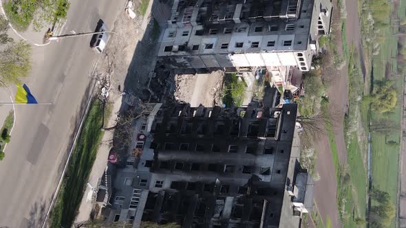 Vertical Video of a Destroyed Building in Borodyanka Ukraine