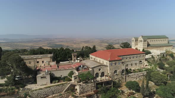 Aerial of the monastery and the church