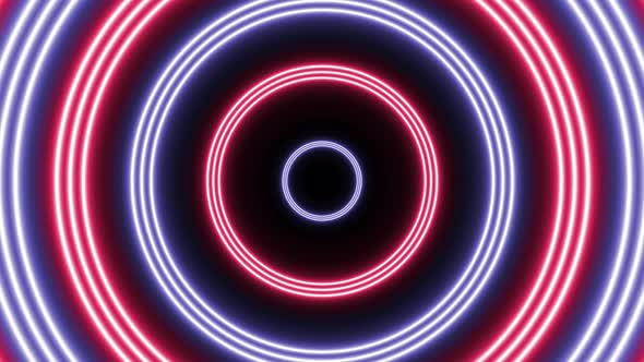 Pink and Violet neon circles seamless loop animation on a dark background