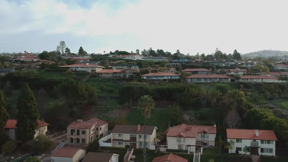 Morning drone view from a bit lower height and taking off slowly above the Palos Verdes Estates, Cal