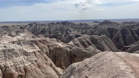 Mesmerizing beauty of sharply eroded buttes and pinnacles at Badlands National Park. USA.