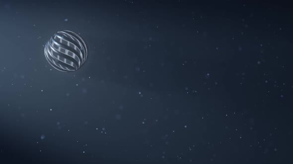 Rotating ornamental sphere with dust particles motion graphics background