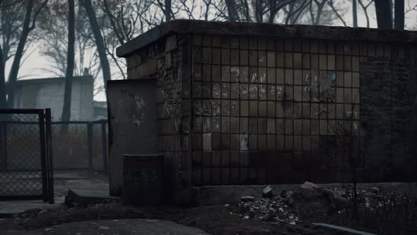 Old Abandoned Garages in the Forest alt