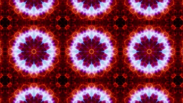 Fractal Red and Blue Kaleidoscope Fire Background Loop 4K 12