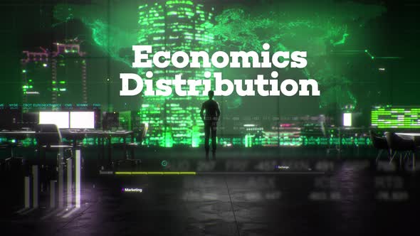 Finance Businessman in Office With Economics Distribution Text