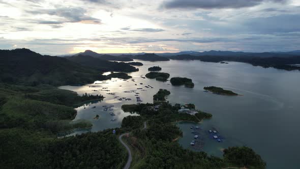 Aerial View of Fish Farms in Norway