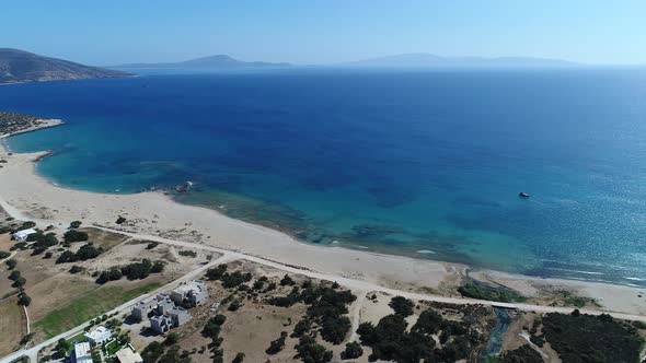 Naxos island in the Cyclades in Greece seen from the sky