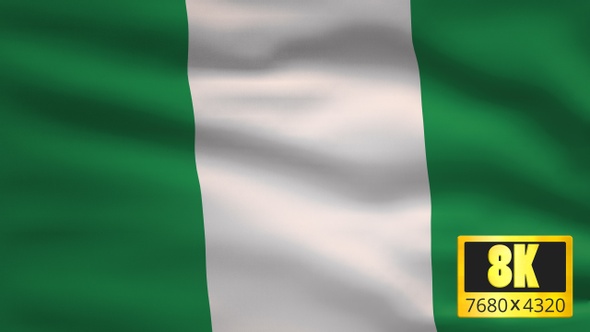 8K Nigeria Windy Flag Background