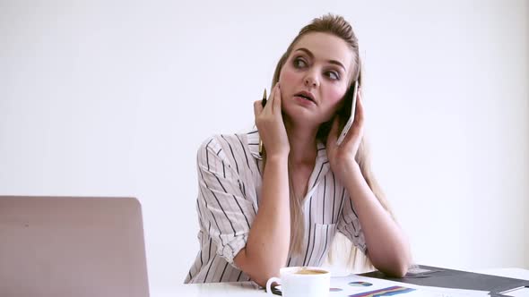 Blonde Business Woman Working at Modern Office