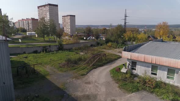 Drone view of A small rusty metal flyover to access the bottom of the car 07