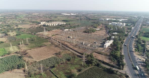 Drone shot of indian highway