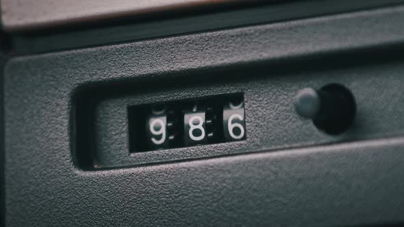 Old Vintage Mechanical Reel Counter of the Audio Cassette in Tape Deck Recorder