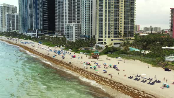 Aerial Video Miami Beachgoers Social Distancing During Coronavirus Covid 19 Pandemic