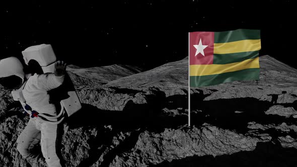 Astronaut Planting Togo Flag on the Moon