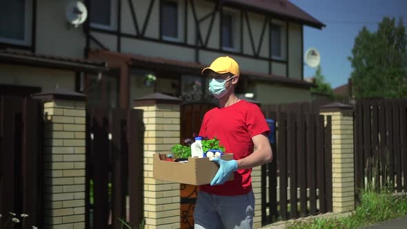 Delivery Man Carry Box with Vegetable Food Spbd