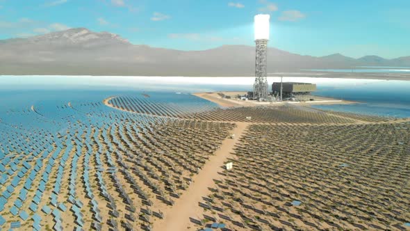 Aerial of Solar Electric Generators in Desert